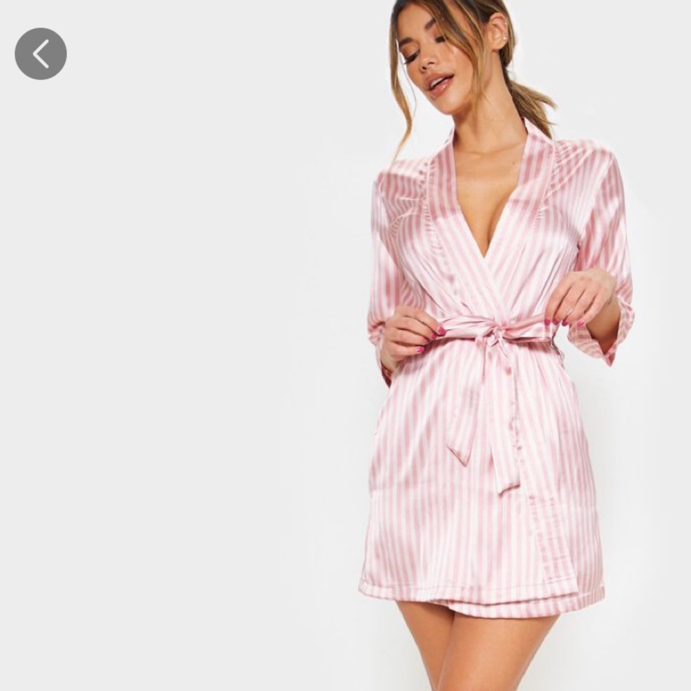 Baby Pink Stripe Satin Robe *NWT